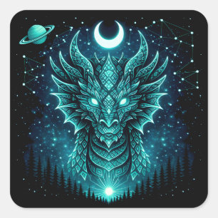 Himmelsdrache – Kosmische Mythologie-Wildlife-Gala Quadratischer Aufkleber