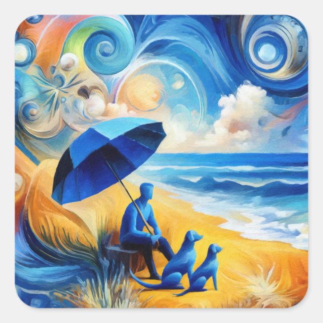 Himmelsflucht am Meer Quadratischer Aufkleber (Vorderseite)