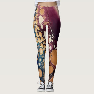 Himmelsfluid-Marmor in Mitternachtsgold Leggings