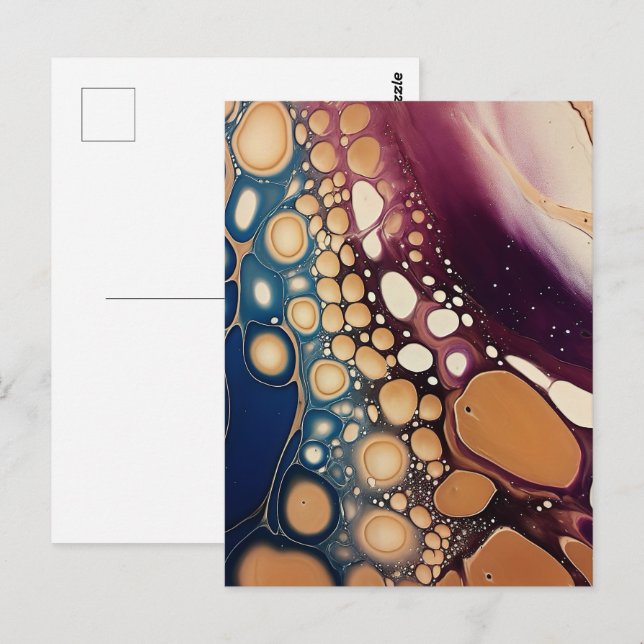 Himmelsfluid-Marmor in Mitternachtsgold Postkarte (Vorne/Hinten)