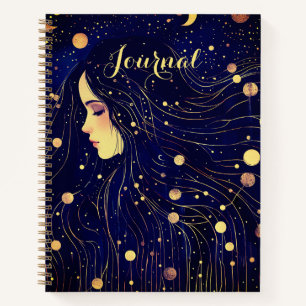 Himmelsfrau Himmel Göttin Mond Sterne Journal Notizbuch