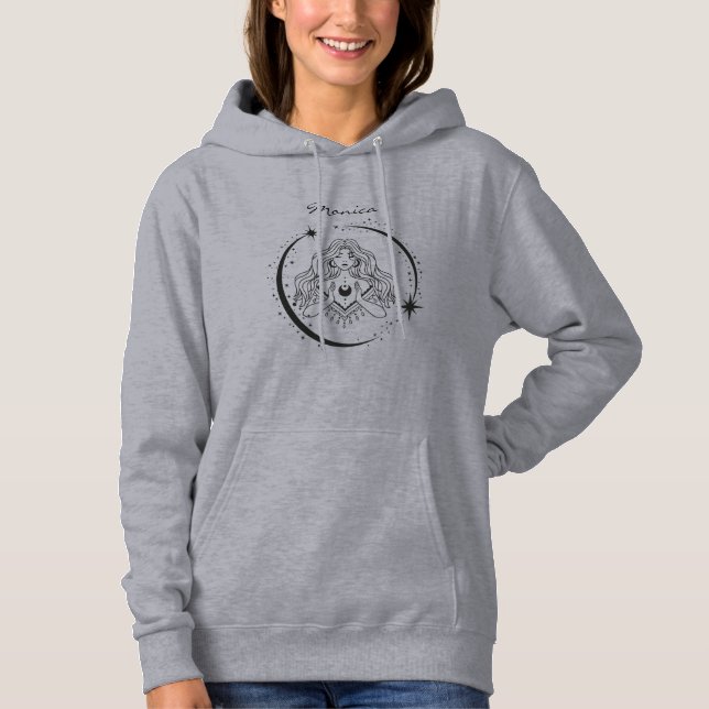 Himmelsfrau, Mondsterne, boho, elegante Astronomie Hoodie (Vorderseite)