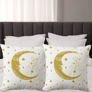 Himmelsfrau, Mondsterne, boho, elegante Astronomie Kissen