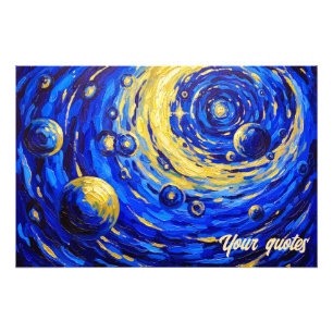 Himmelsgalaxie Wirbel Malerei Blau Gold Kosmisch Fotodruck