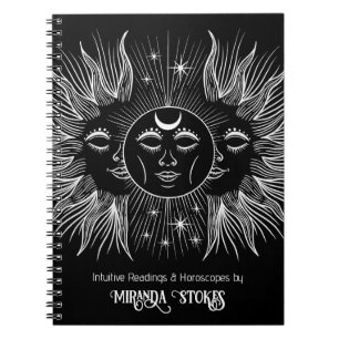 Himmelsgeist Sonne & Mond Schwarz & Weiß Trendy Notizblock