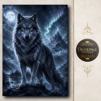 Himmelsgeist-Wolf-Dekupage Seidenpapier