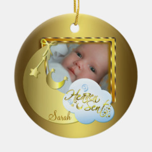 Himmelsgesandtes Baby-Foto-Geburtsornament Keramikornament