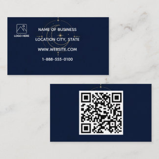 Himmelsgold-Mond-Navy-QR-Code-Geschäftskarte Visitenkarte