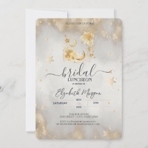 Himmelsgold Sterne Mond Galaxie Braut Luncheon Einladung