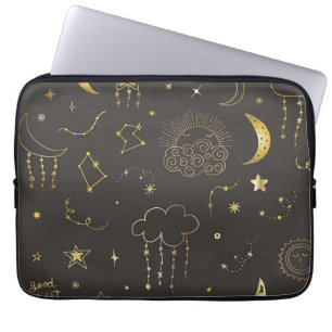 Himmelsgoldene Sterne, Mond und Sternbilder Laptopschutzhülle
