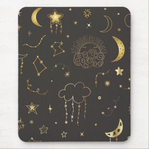 Himmelsgoldene Sterne, Mond und Sternbilder Mousepad