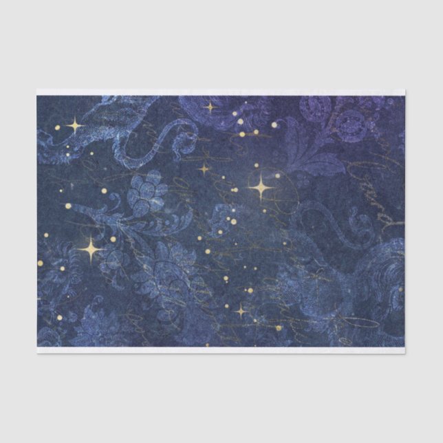 Himmelsgoldensterne blau floralblau geflochten ver seidenpapier (Vorderseite)