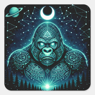 Himmelsgorilla – Galaxie der kosmischen Primaten-W Quadratischer Aufkleber