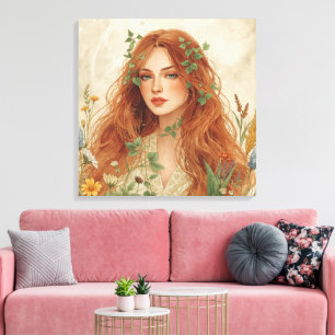 Himmelsgöttin Boho-Wandkunst   Strahlend Leinwanddruck