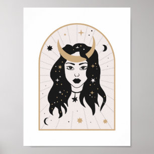 Himmelsgöttinnen-Kronenmond Magie Mystische Kunst Poster