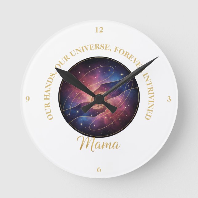Himmelshände Galaxie Universum Mama Runde Wanduhr (Vorderseite)