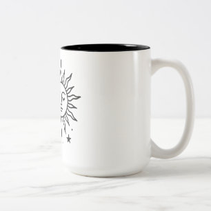 Himmelsharmonie von Sonne und Mond — minimalistisc Zweifarbige Tasse