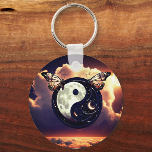 "Himmelsharmonie: Yin-Yang Lights with Moon Aber Schlüsselanhänger