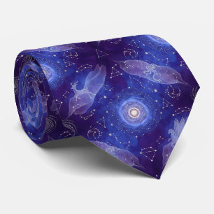 Himmelsindigo-Wasserfarben-Raum-Konstellation Krawatte