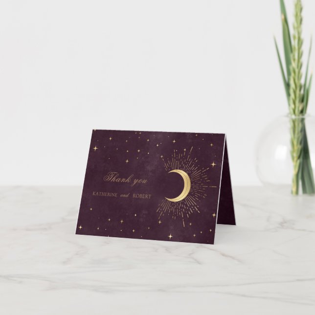 Himmelskarte Mitternacht schwarze goldene Sterne V Dankeskarte (Vorderseite)