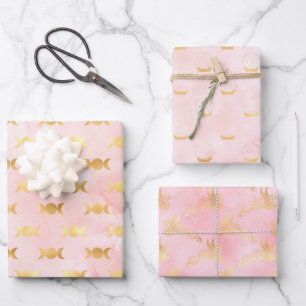HimmelskiesPink und Gold Wrapping Paper Geschenkpapier Set