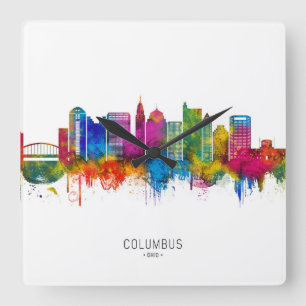 Himmelskizze von Columbus Ohio Quadratische Wanduhr
