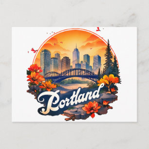 Himmelskizze von Portland Oregon Postkarte