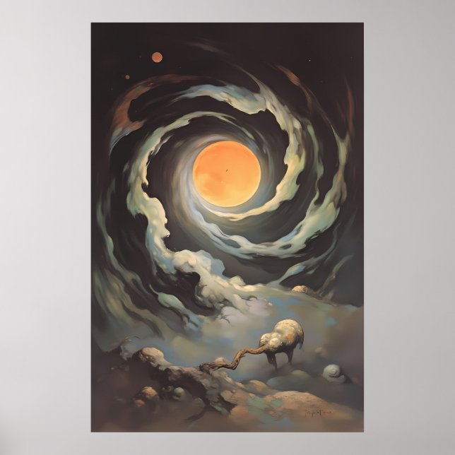 Himmelskonvergenz - Surreale kosmische Sterne Poster (Vorne)