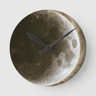 Himmelskörper l -- Mond-Wandkunst Runde Wanduhr