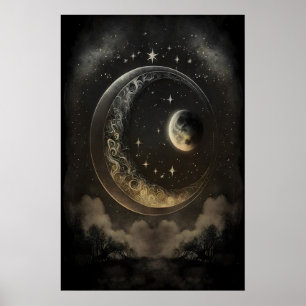 Himmelskörper Monde Dark Academia, Antik Poster