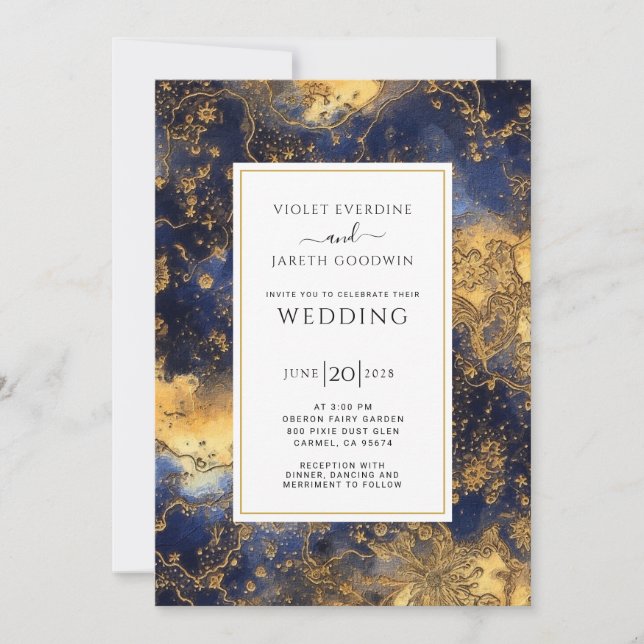Himmelskosmische Sterne und Planeten Hochzeiten Einladung (Vorderseite)
