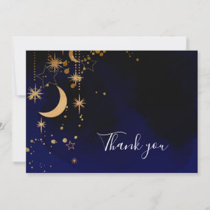 Himmelskosmischer Mond und Sterne Danke Karte