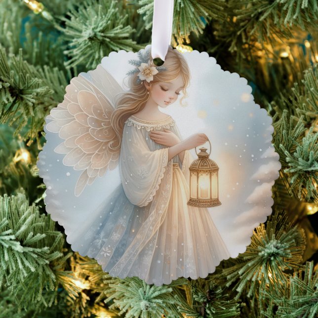 Himmelslaterne des Winterengels des Trostes Ornament Karte (Insitu (Baum))