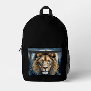 Himmelslöwe Aquarell Mondbeschienener Löwengeist Bedruckter Rucksack