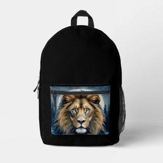Himmelslöwe Aquarell | Mondbeschienener Löwengeist Bedruckter Rucksack