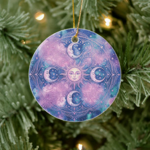 Himmelsmandala von Sonne und Mond, Galaxie und Neb Keramik Ornament