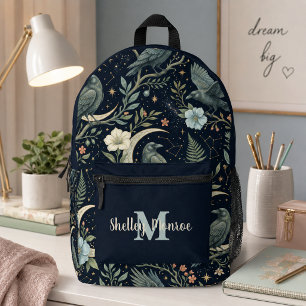 Himmelsmond & Florale Umhängetasche Bedruckter Rucksack