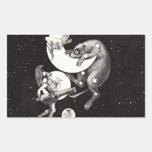 Himmelsmond Himmel Universum Gott Nacht Illustrati Rechteckiger Aufkleber