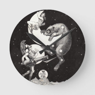 Himmelsmond Himmel Universum Gott Nacht Illustrati Runde Wanduhr