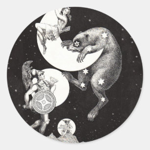 Himmelsmond Himmel Universum Gott Nacht Illustrati Runder Aufkleber