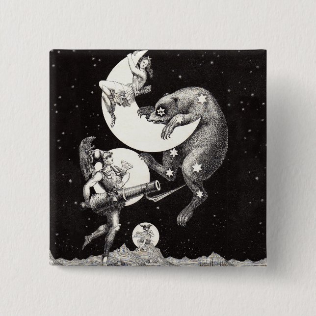 Himmelsmond Himmelswelt Gottes Nacht Illustration Button (Vorderseite)