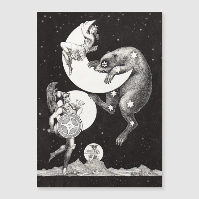 Himmelsmond Himmelswelt Gottes Nacht Illustration Magnetkarte (Vorderseite)