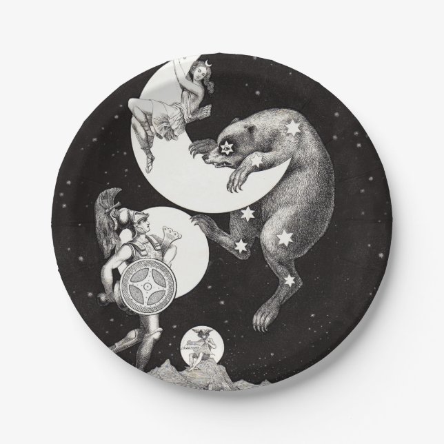 Himmelsmond Himmelswelt Gottes Nacht Illustration Pappteller (Vorderseite)
