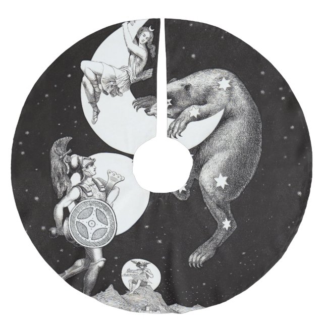 Himmelsmond Himmelswelt Gottes Nacht Illustration Polyester Weihnachtsbaumdecke (Vorderseite)