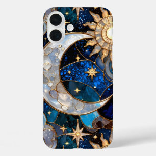 Himmelsmond Sonne iPhone-Hülle Buntglas Gold iPhone 16 Plus Hülle