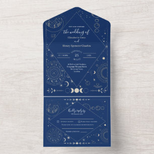 Himmelsmond Sonne Sterne Sternbilder Hochzeit All In One Einladung