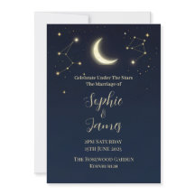 Himmelsmond & Sterne Mitternacht Hochzeitseinladun