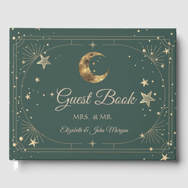 Himmelsmond Sterne Rahmen Hochzeit Gästebuch (Vorderseite)