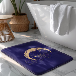 Himmelsmond und Stars, boho, elegantes Gold Badematte