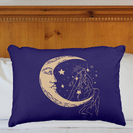 Himmelsmond und Stars, boho, elegantes Gold Kissenbezug